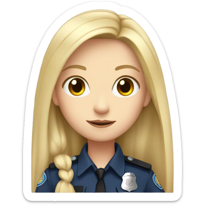 Pale girl with long blonde hair in police uniform  sticker