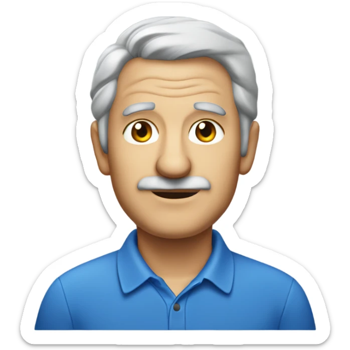 old italian man, grey hair, no facial hair. wearing a blue smart polo shirt sticker