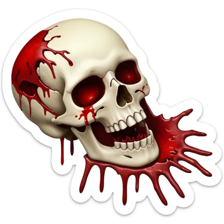 3D rotting corpse jumping in the air. In the style of your bloody skull art. More blood sticker