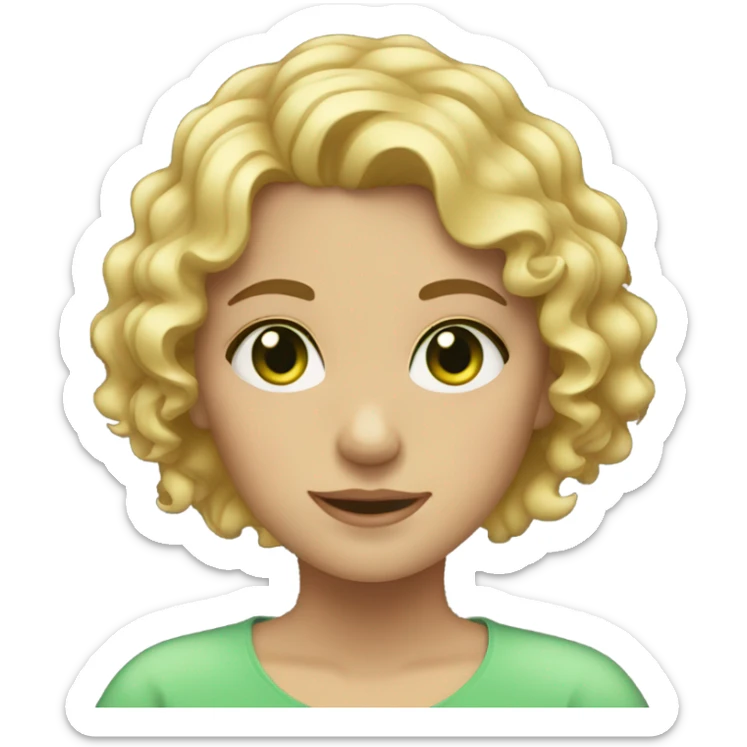 Girl with short curly blonde hair and green eyes sticker