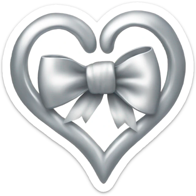 a bow of a silver heart sticker