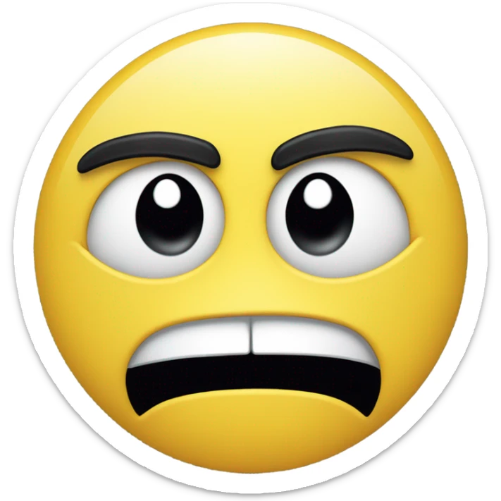 a close up of a yellow smiley face with a black hair, style of emoji, fear emoji, new emoji of biting your lip, emoji, frowning expression, sad emoji, confused facial expression, he looks like a human minion, frown, cynical face, confused expression, frowning, frown!, bored expression, discord emoji, funny emoji sticker