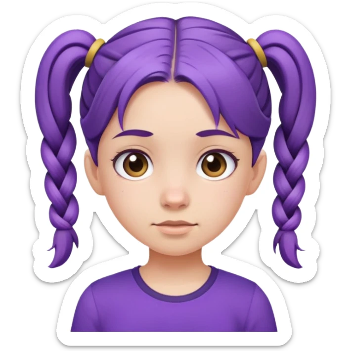 simple girl avatar with pigtails and purple shirt sticker