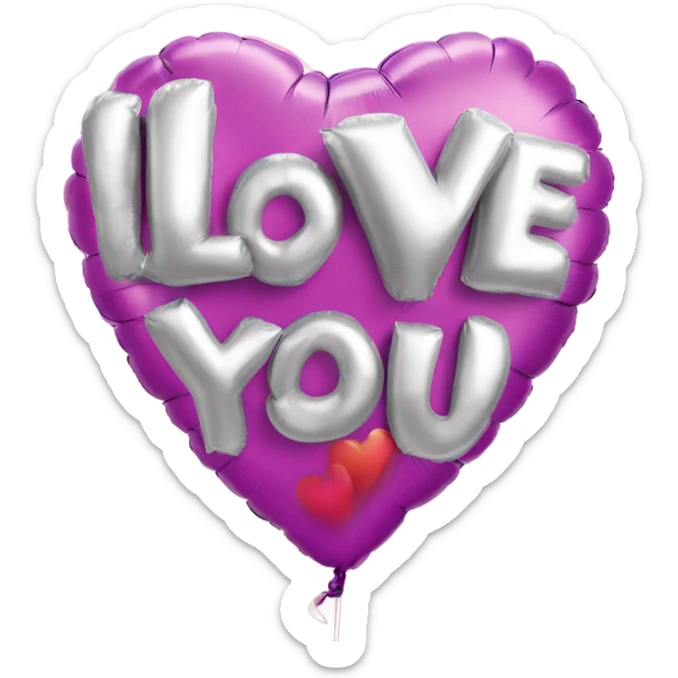 A foil balloon in the shape of letters saying I love you sticker