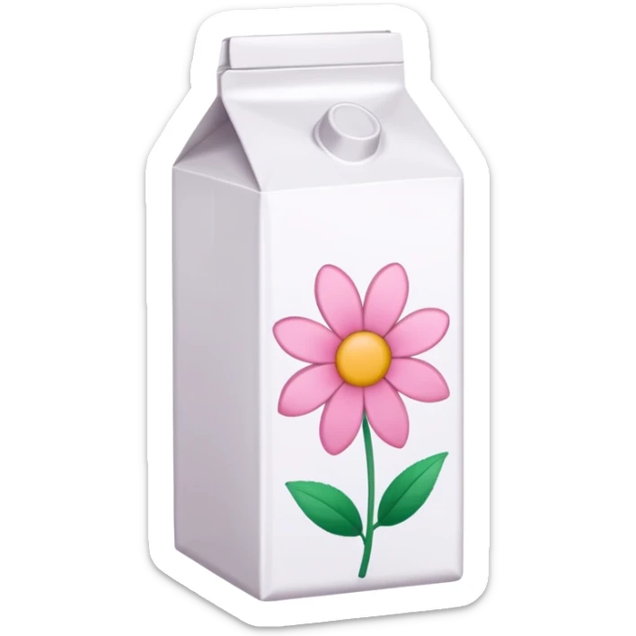 a white TINE milk carton with pink flower head blossom doodles on it  sticker