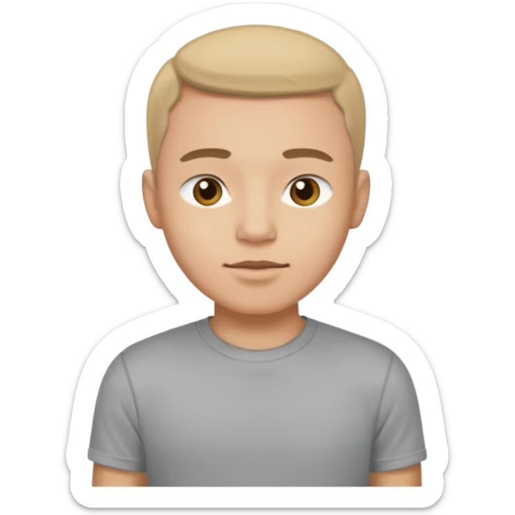 A man, shot from the center of his chest, but wearing a T-shirt, light skin tone sticker