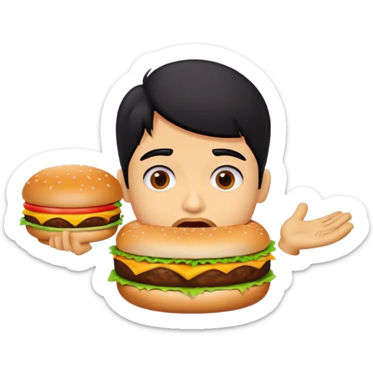 indian with black hair with a cheeseburger in she mouth and she looks stupid sticker