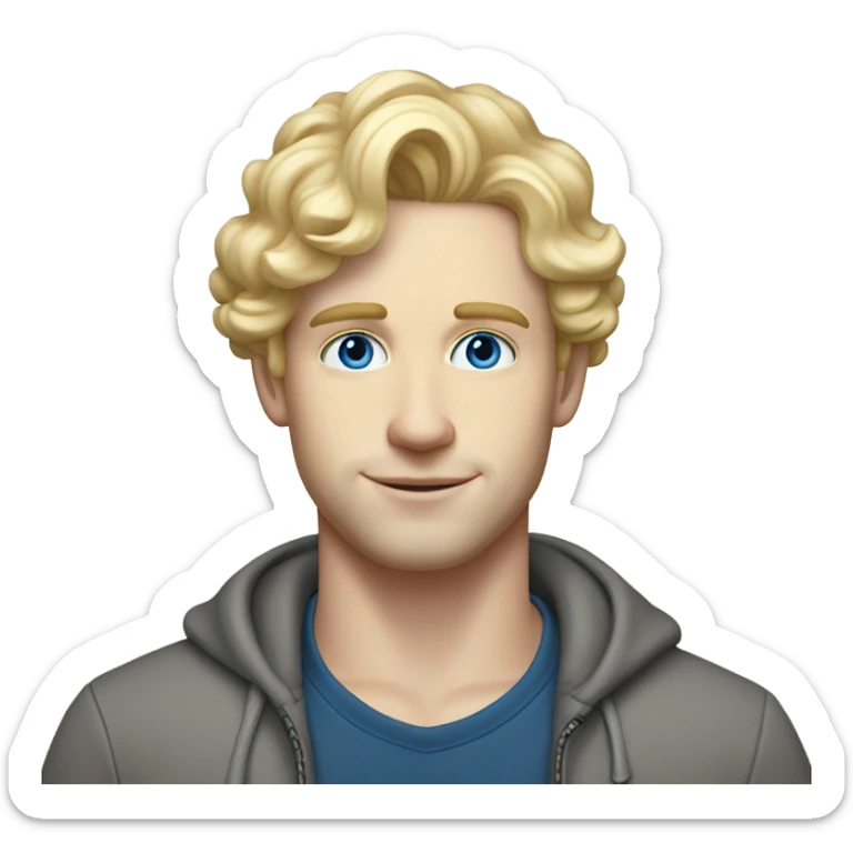full body light curl blonde 30yo man blue eyed pale skin sticker