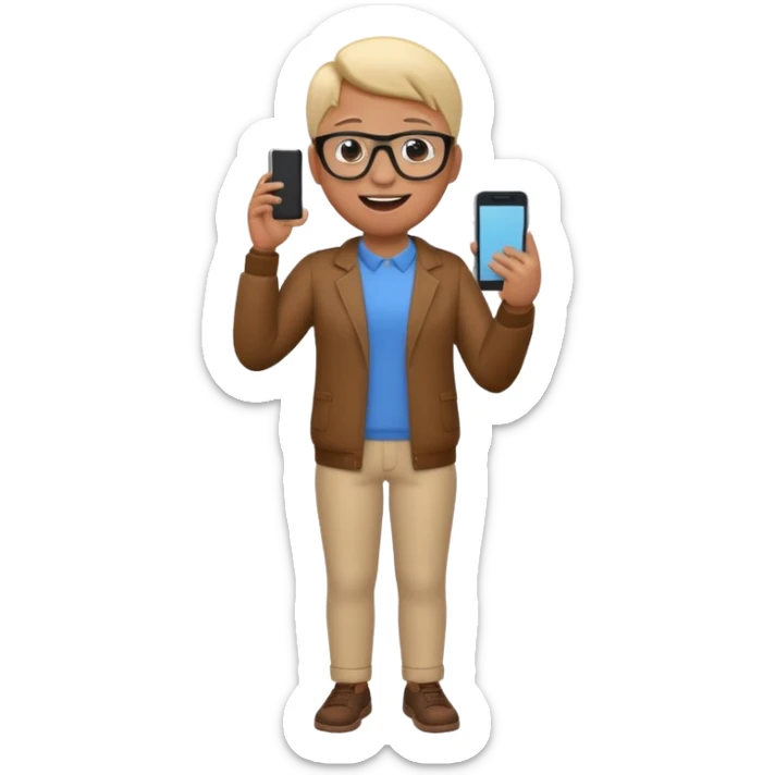 a single full body 3D bitmoji showing the action of talking to someone on mobile sticker
