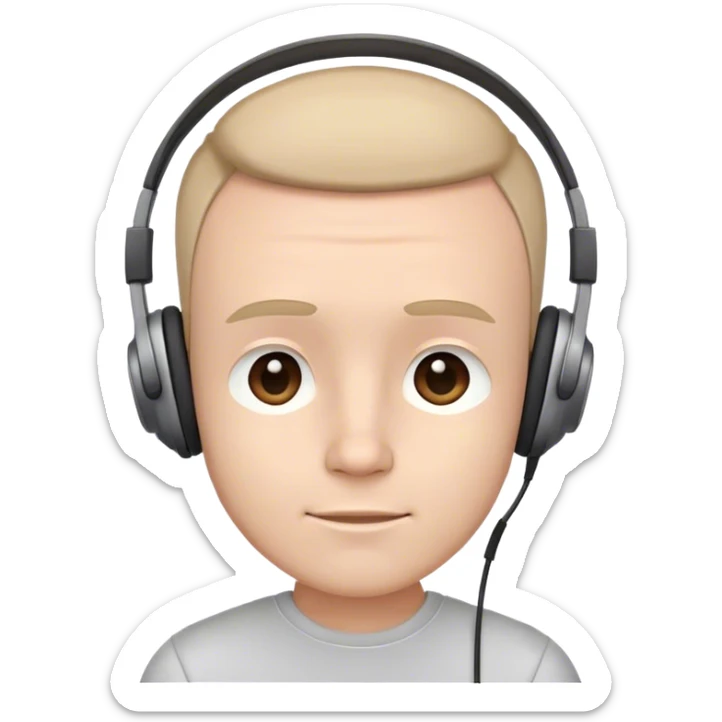 cute big headed cartoon male with over the ear headphones on sticker