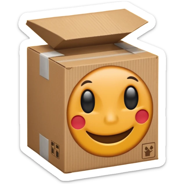 emoji de un simbolo de prohibido y que esté sobre una caja de cartón de envío sticker