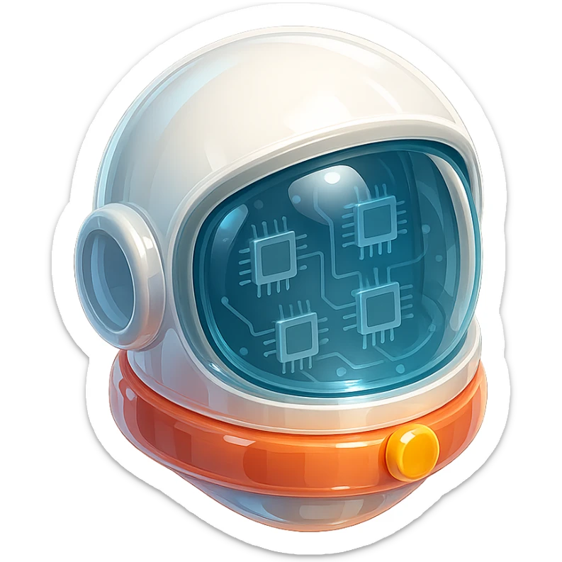 close-up of astronaut helmet sticker