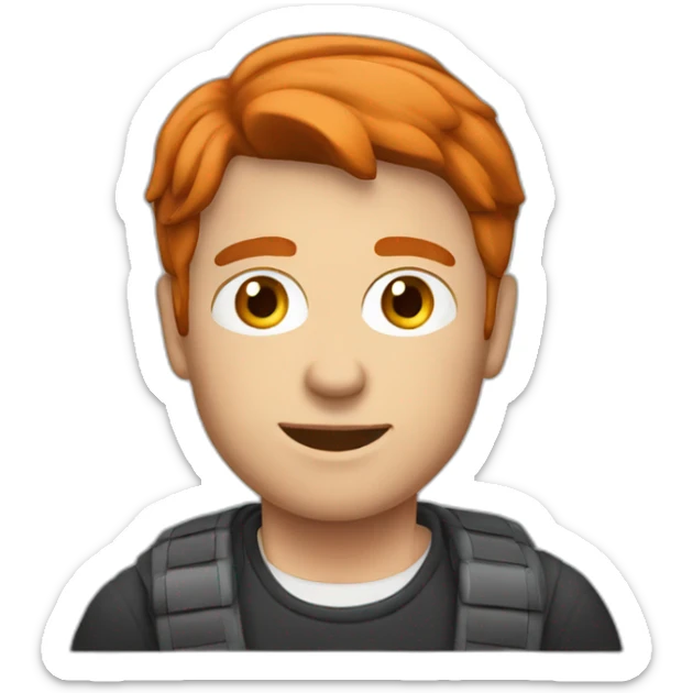 a male adult with short red hair driving a car sticker