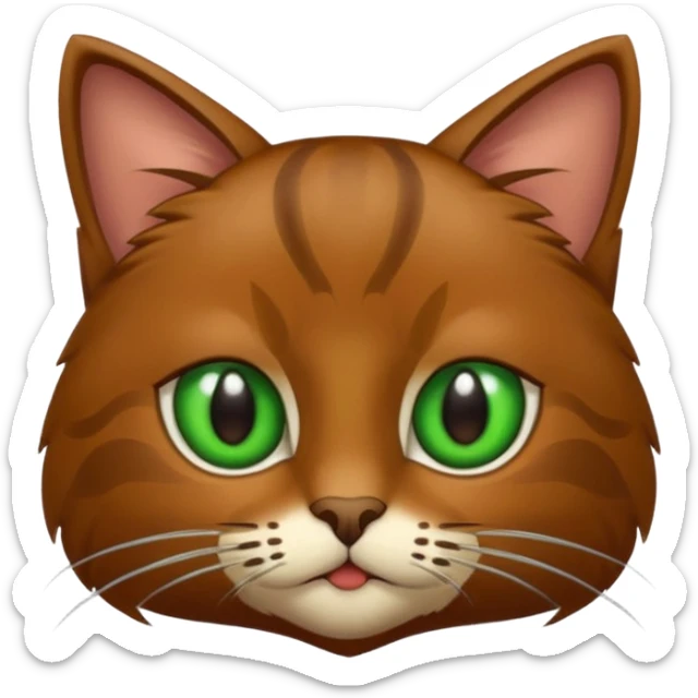 eine braune flauschige niedliche katze mit grünen augen (nicht leuch sondern matt) sticker