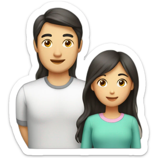 Family, dad is asian, mom is tatar, daughter with long hair sticker