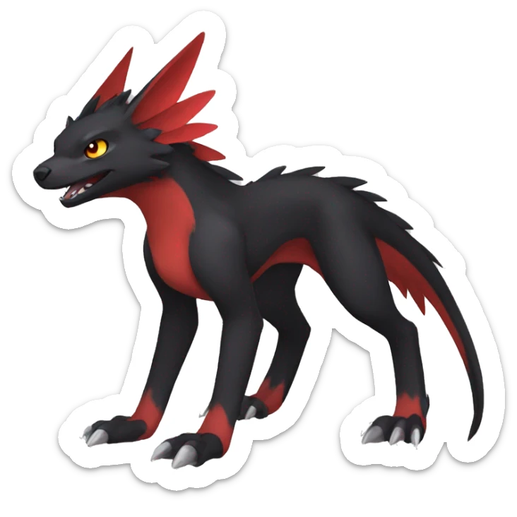 Cute cool black red nargacuga animal hybrid Fakemon full body sticker
