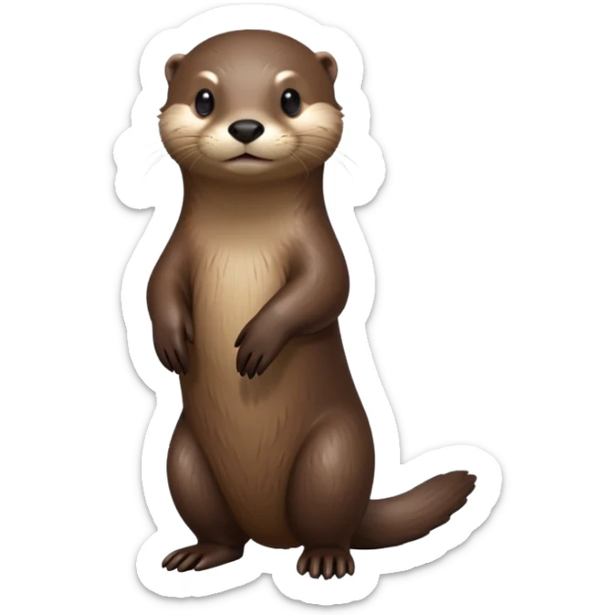 cinematic-noble [otter]-realistic-full-body-standing-emoji,-tail-tucked-close,-head-tilted-dramatically,-sleek-[brown]-fur,-simplified-yet-realistic-focused-features,-highly-detailed,-glowing-with-an-almost-sarcastic-glow  expressive eyes sticker