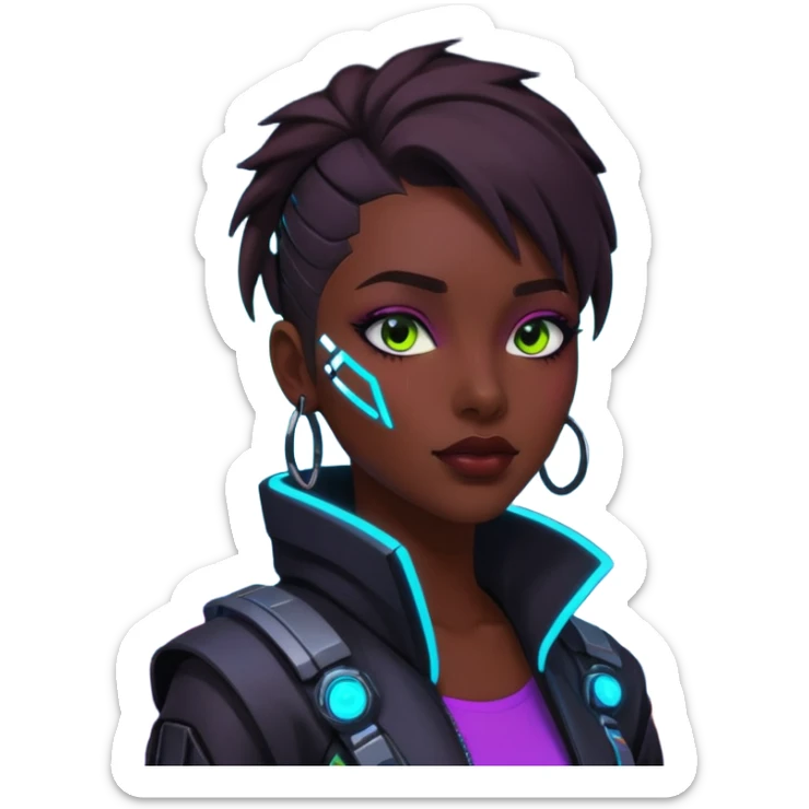 sinecraft mex in futuristic nein lights cyberpunk city sticker