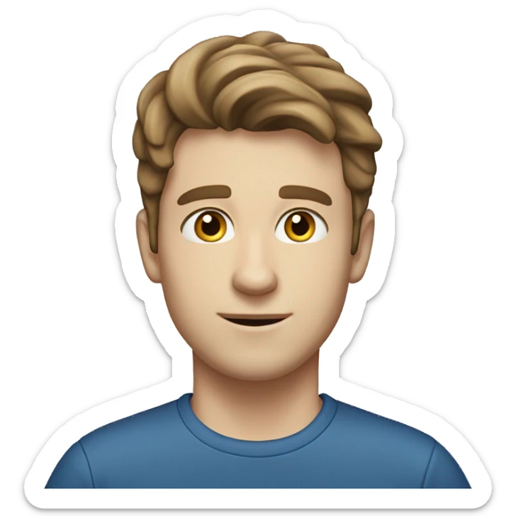 A 22 year old, Caucasian man, with short brown hair,   with blue eyes wearing a t-shirt. sticker