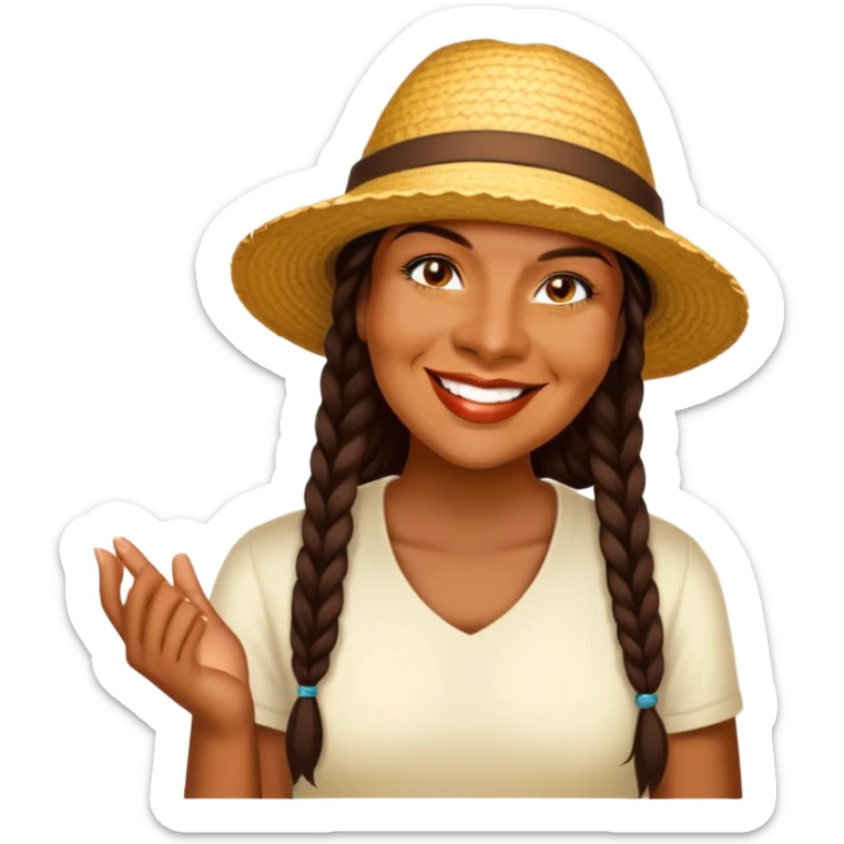 Créate an emoji of a woman with the tipical Colombian hat  sticker