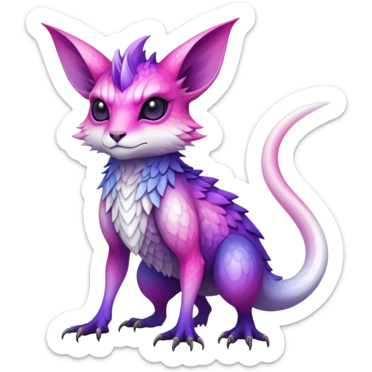  Cool Edgy Purple-pink-white-gradient ethereal badass Fionbri-Vernid-Trico-animal-creature full body  sticker