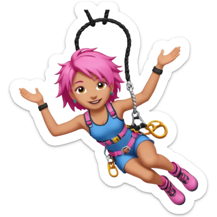 bungee jumping face with earrings and pink hair flying away earrings flying away sticker