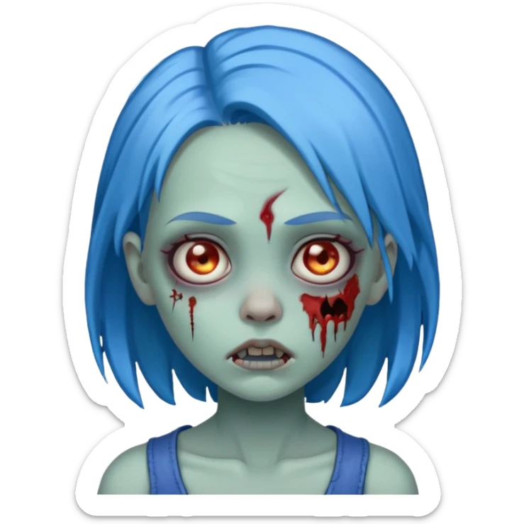 girl zombie with blue hair sticker