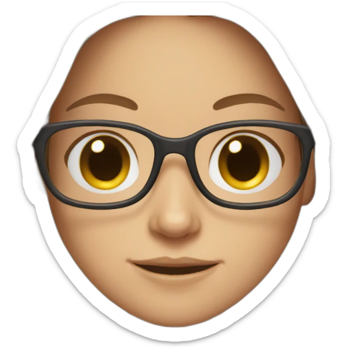 A white Girl with glasses,Brown long hair sticker