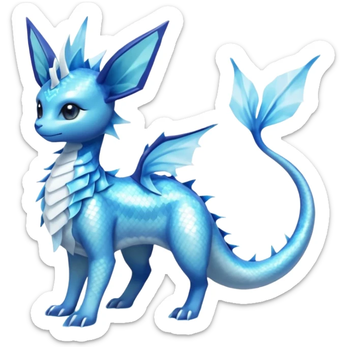 Lumineon-Vaporeon-Amaura-Glaceon-Dragonair-Fakémon-hybrid-creature (full body)  sticker