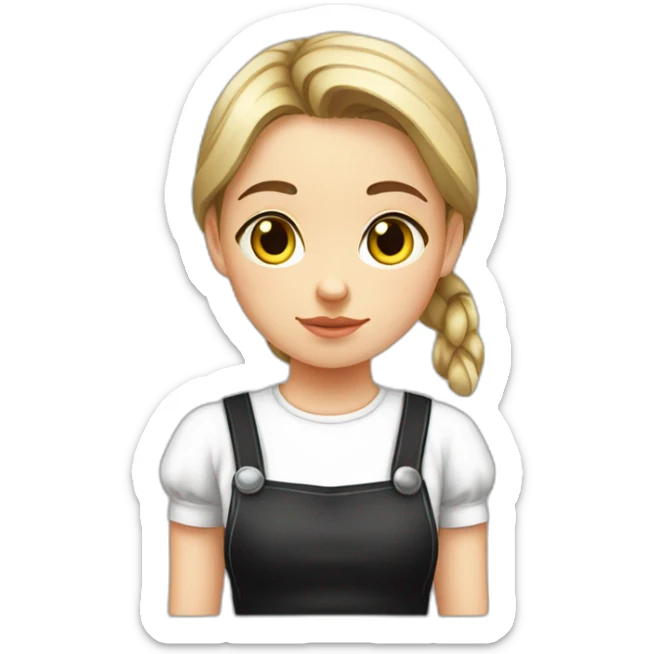 Slavic girl in a white T-shirt and black apron is sad sticker