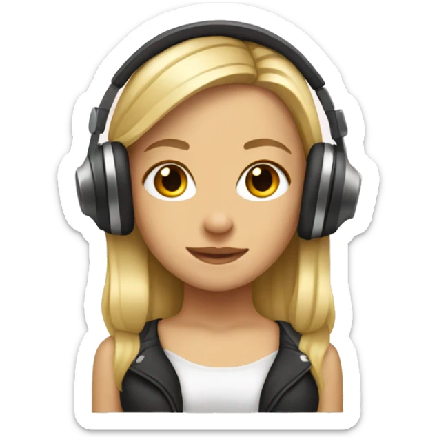 blonde dj girl straight hair with headphones emoji sticker