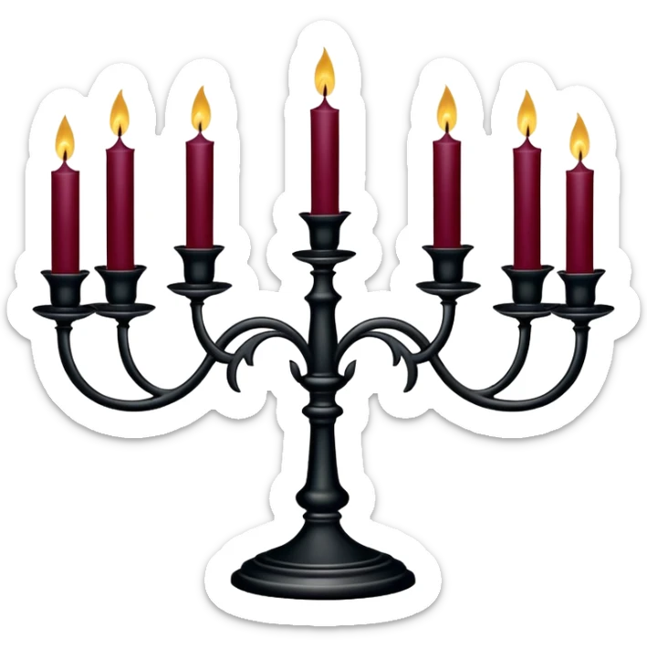 Gothic Black candelabra with burgundy candles sticker