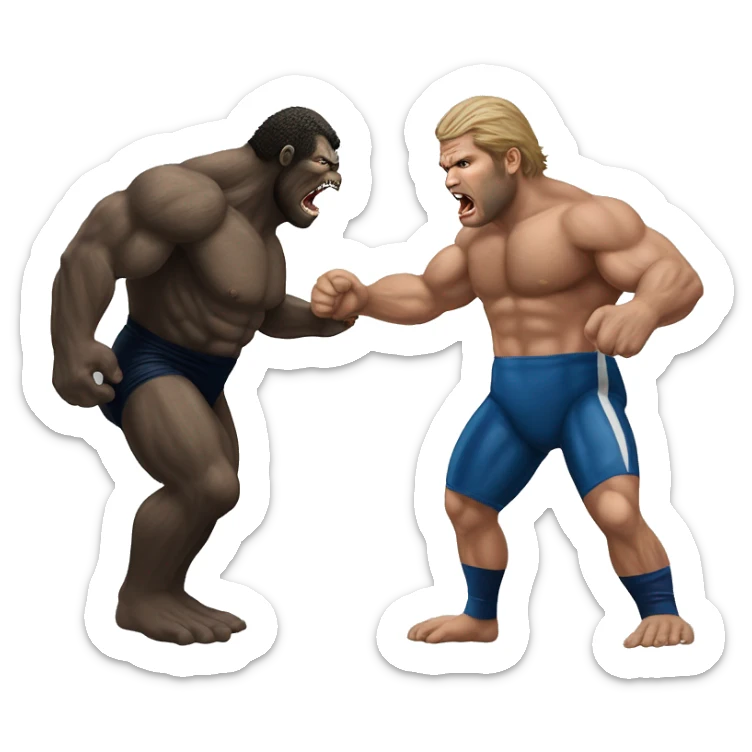 Ronnie cole man and jay cutler wrestling like king kong vs godzilla sticker
