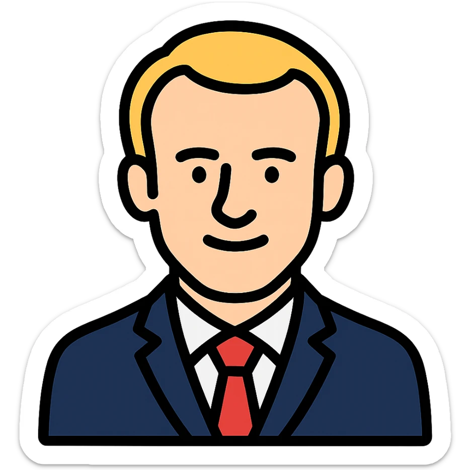 stylized icon portrait of Emmanuel Macron, President of France sticker