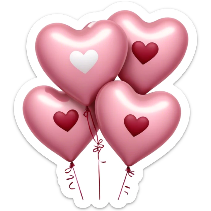 maroon love letter in pastel pink and dark red metallic heart-shaped balloons sticker