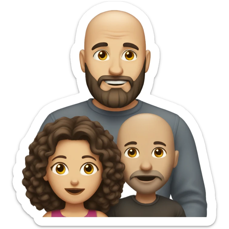 White Man bald with dark beard kissing short brown woman with long dark curly hair sticker