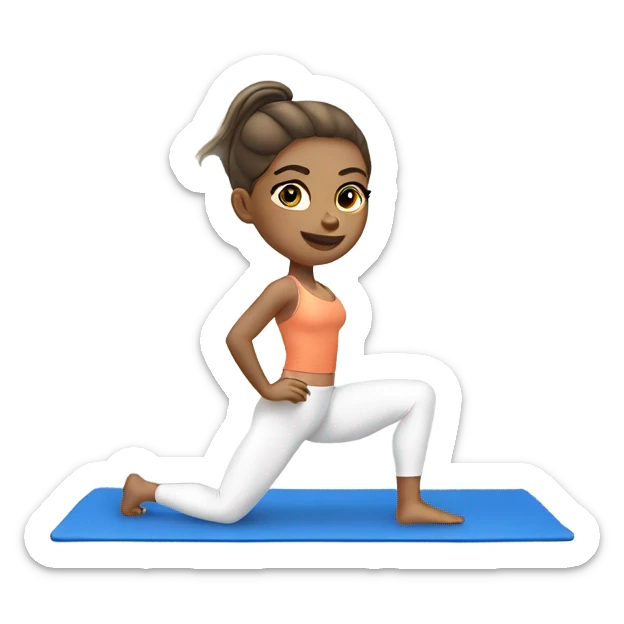 light-skinned girl doing Pilates on a mat in a tight sports suit sticker