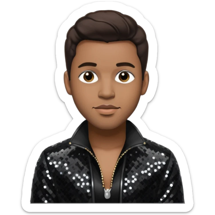Sammie, Male R&B Singer with dark brown hair, black sequin outfit sticker
