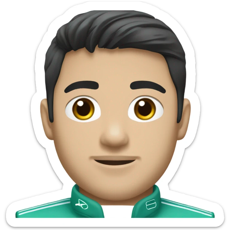 f1 driver, asian, black hair, black eyes, male, korean, mercedes amg petronas f1 sticker