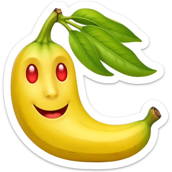 Crear un emoticón que tenga que ver con una variedad de Cambures , y que la paleta de colores sea la siguiente: Rojo Carmín, Amarillo, Amarillo Crema y Verde Pasto sticker