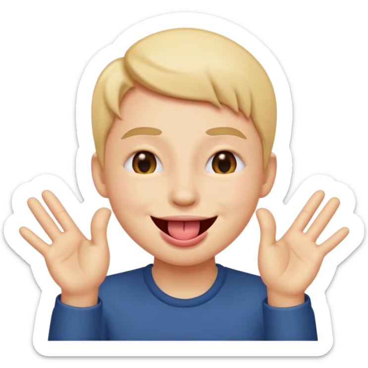 face sticking tongue out, hands to the side, winking emoji sticker