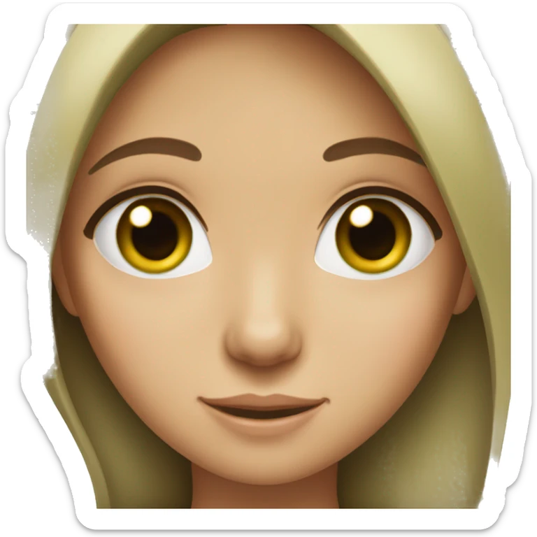 girl with straight brown hair and green eyes  sticker