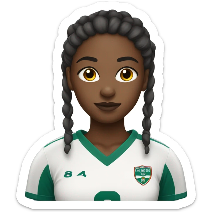 black girl with bun and side fringe in football shirt sticker