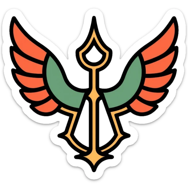 Faravahar Persian symbol, ancient Zoroastrian winged symbol sticker