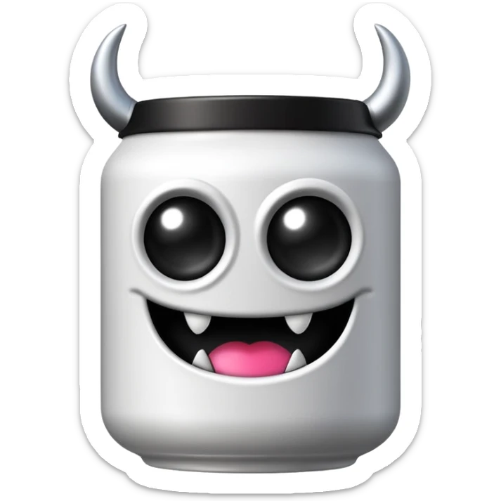 Crea un emoji de una lata de monster blanca de la bebida energética de la bebida sticker