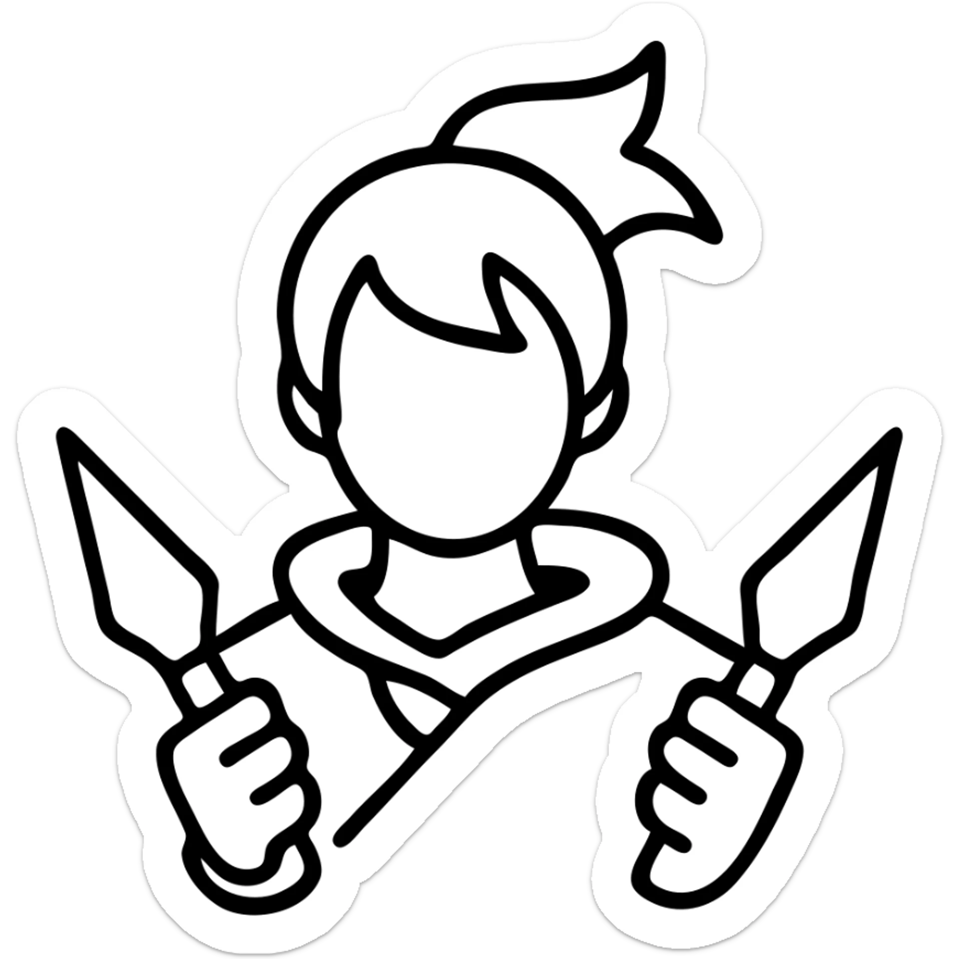 Jett from Valorant, a female character with short white hair, holding kunai knives, wind abilities sticker