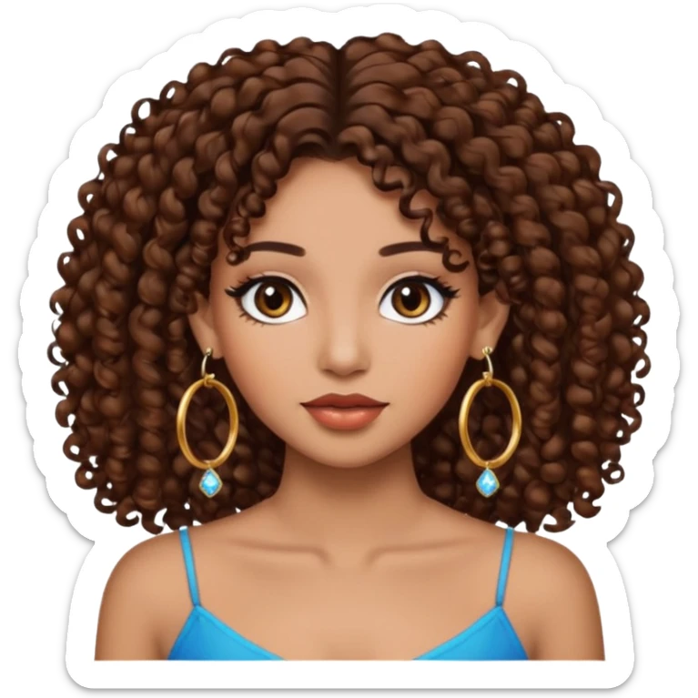 One, Puerto Rican, fair skin brown hair it has to be straight with earrings and makeup. I would like the earrings to be hoop and my best friend by my side is caramel skin color with curly black hair. sticker