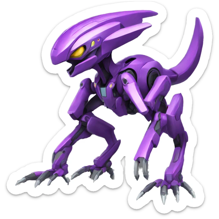 a XLR8-Genesect-Raptor-Fakémon—hybrid with a futuristic visor-helmet full body sticker