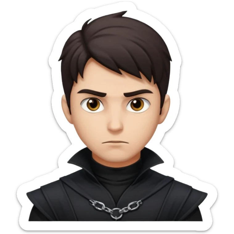 Shadow Moon (Male) from American Gods with dark brown hair, black outfit sticker