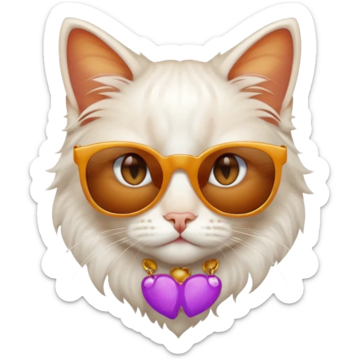 A white domestic long haired cat with reddish around the eyes and ears and nose and the cat has sunglasses  sticker